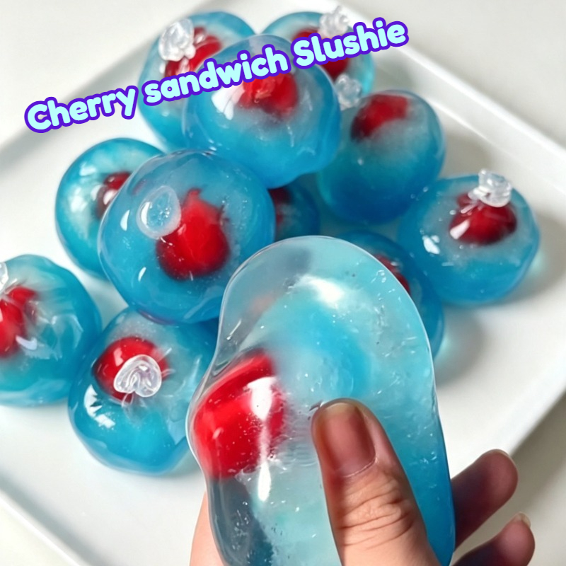 Party Games Questions - Vormbare kersen-sandwich-slushie stressbal, langzaam rijzend, niet-stuiterend