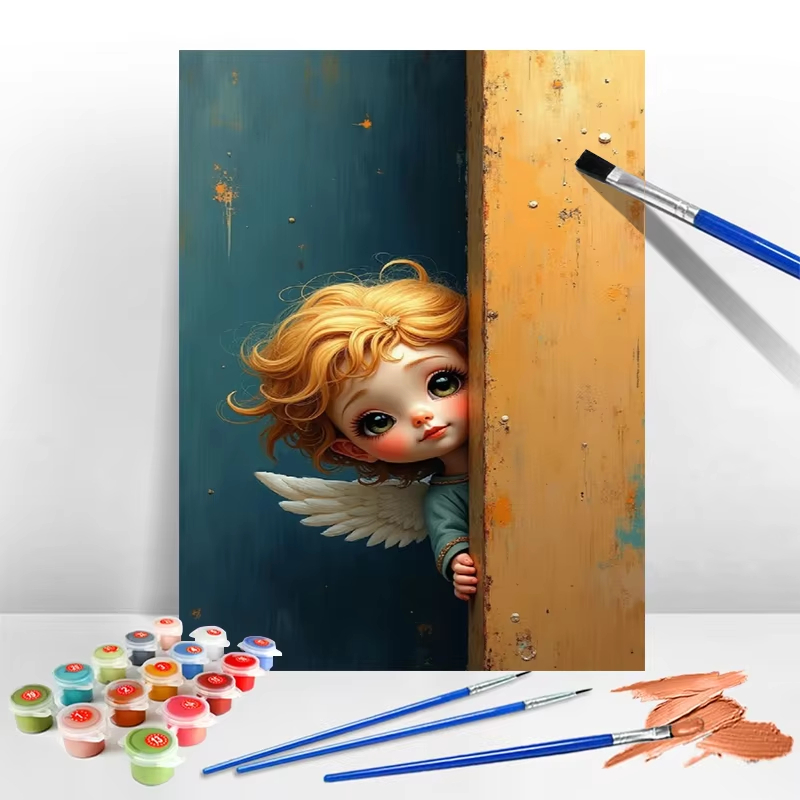 Play Friends Party Games - Cartoon Elf Kinderen DIY Digitaal Olieverfschilderij