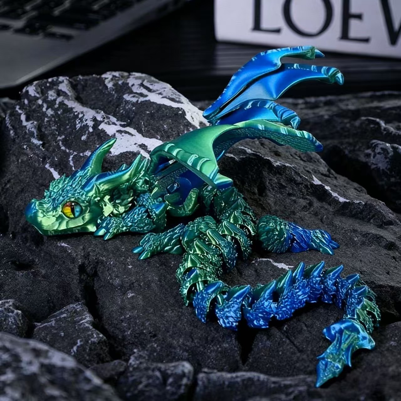3D-geprinte wyverndraak met vl - Party Games Questions recensie en prijs