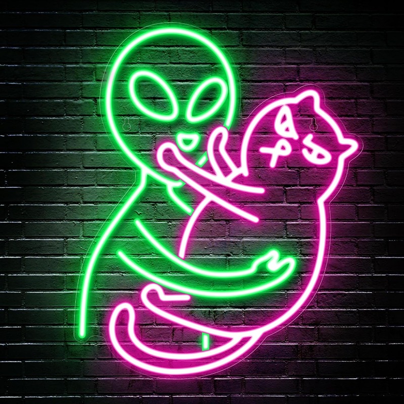 Alien Cat Neon Sign, Green Ali - Party Games Best recensie en prijs